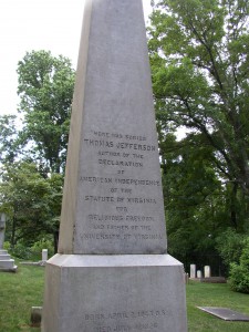 A photo of Thomas Jefferson's gravestone