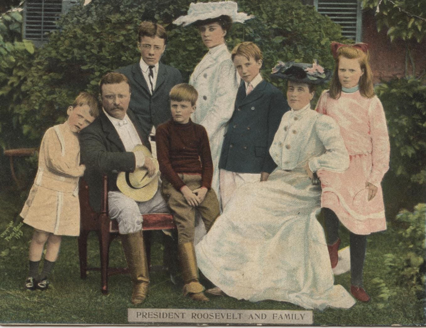 Old Teddy Roosevelt Family Postcard