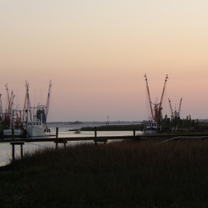 Shrimp Boats at Sunset