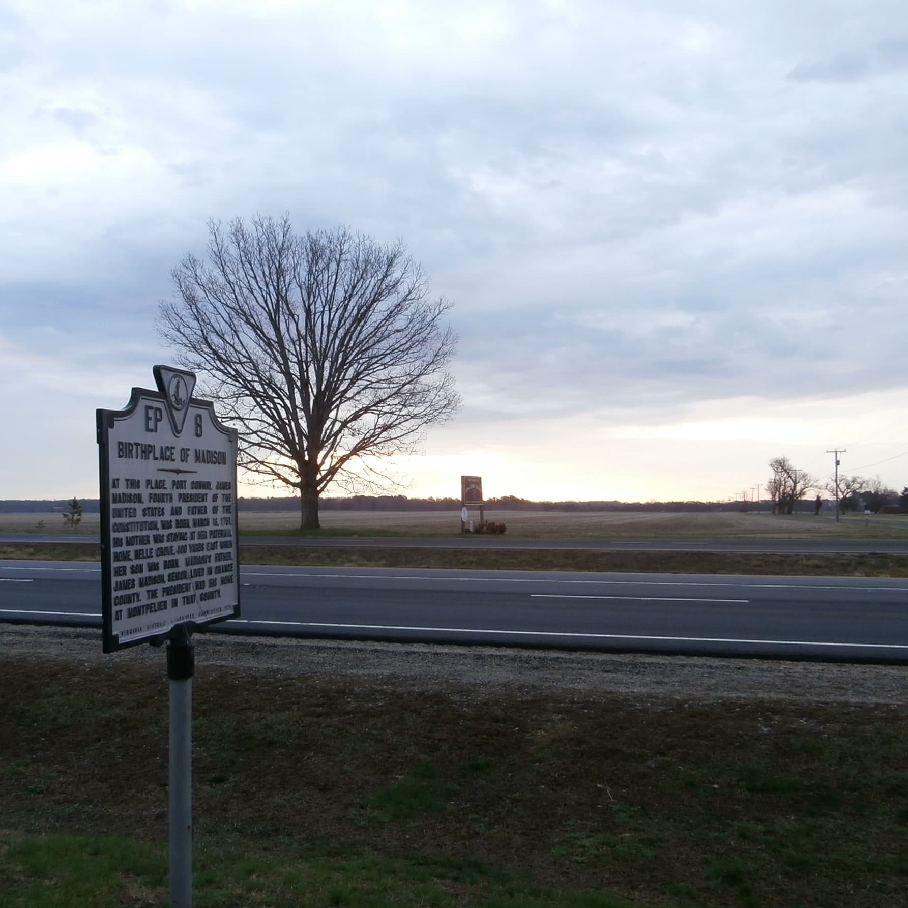 Open field across the street from James Madison's Birthplace - Port Conway, Virginia