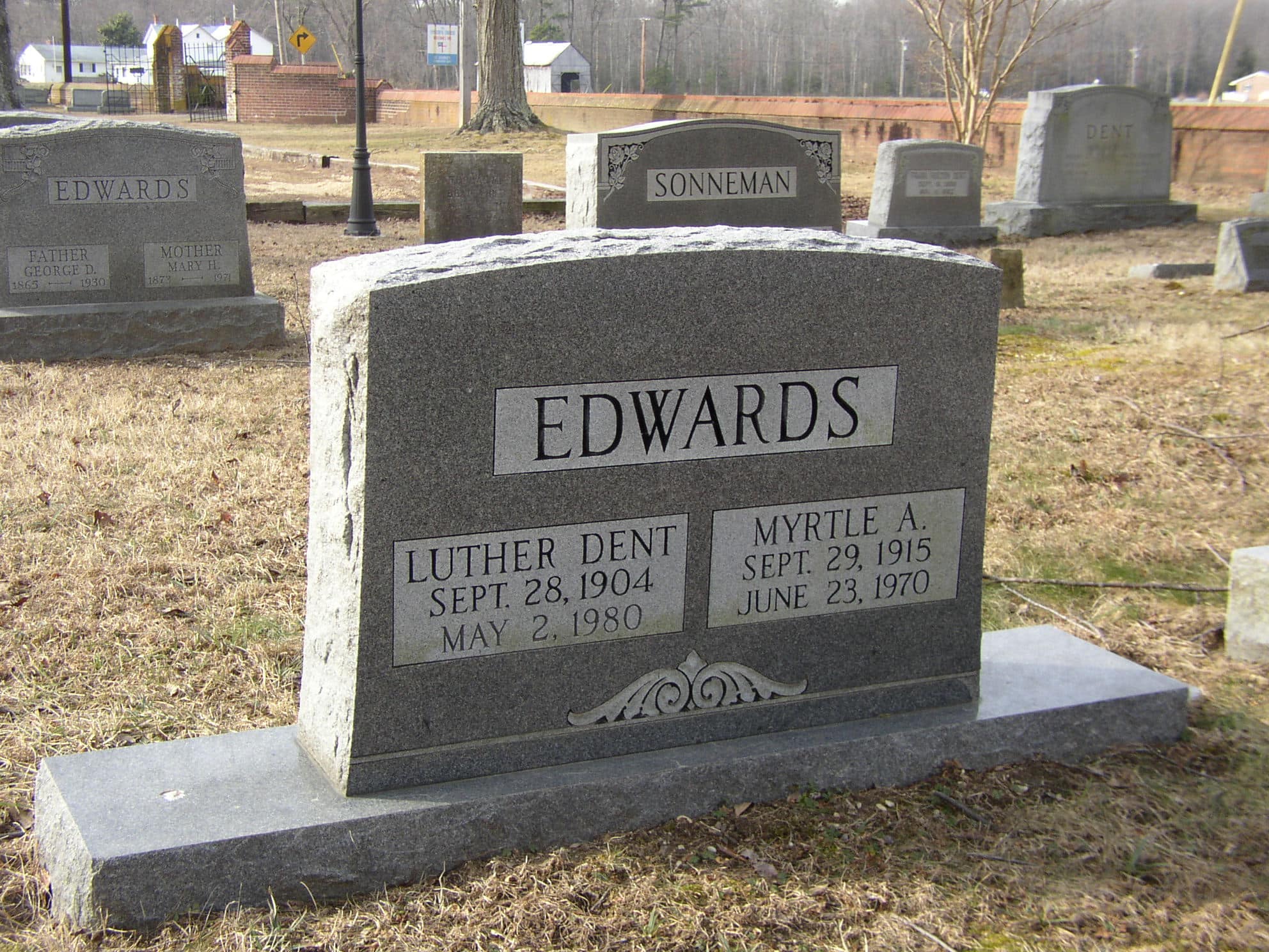 The gravestone of my grandparents - Luther and Myrtle Edwards
