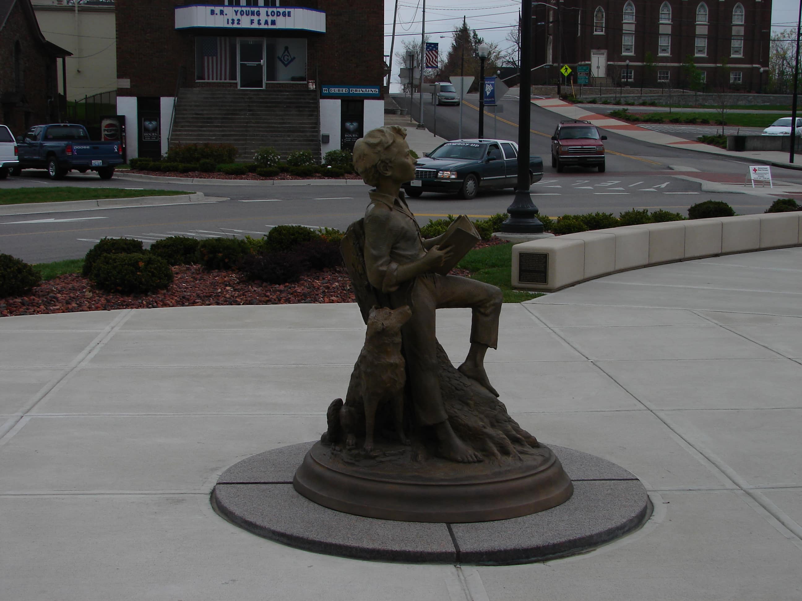 Statue of Lincoln as a boy reading - Hodgenville, KY