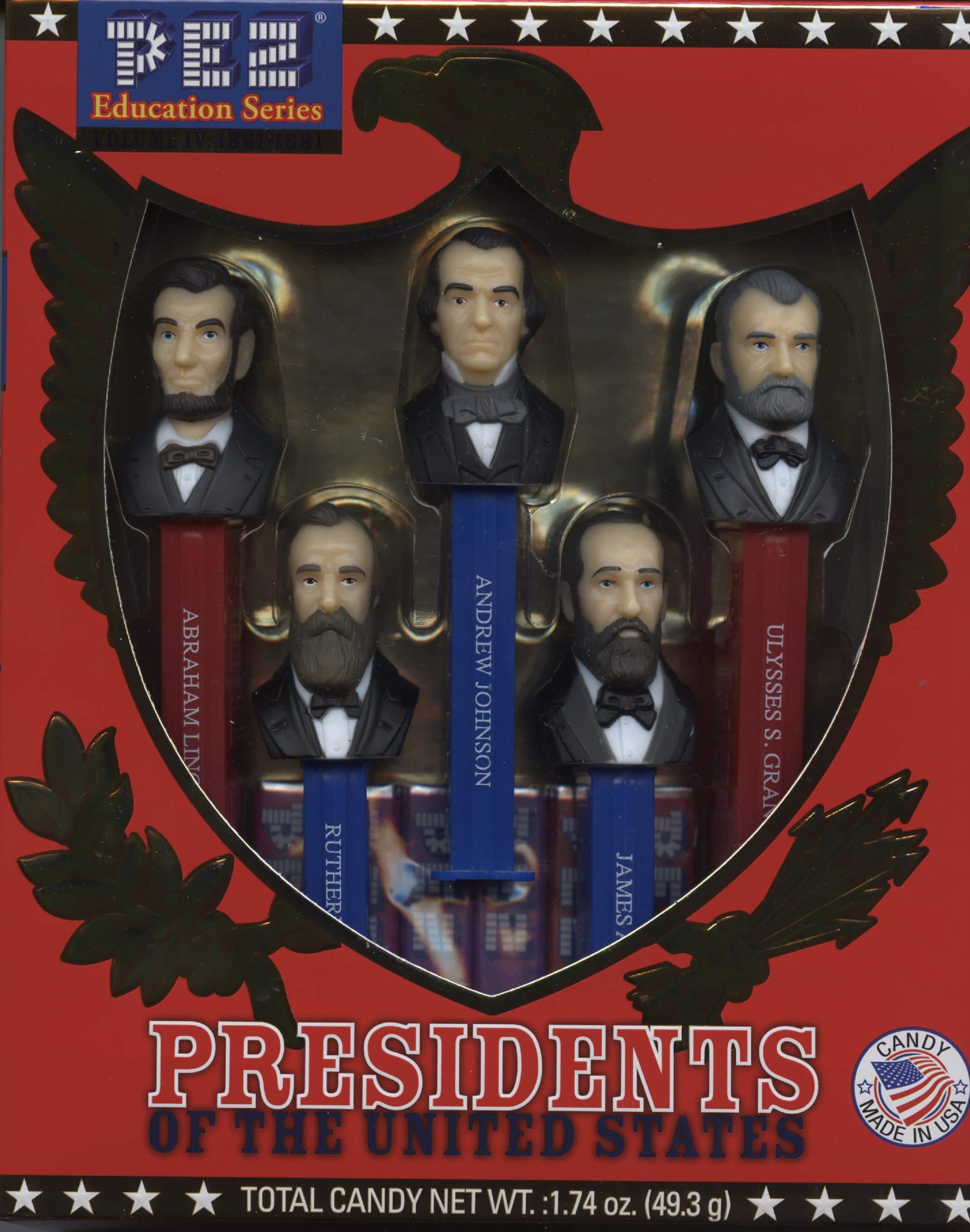 Pez Dispensers- Lincoln, Andrew Johnson, Grant, Hayes, Garfield