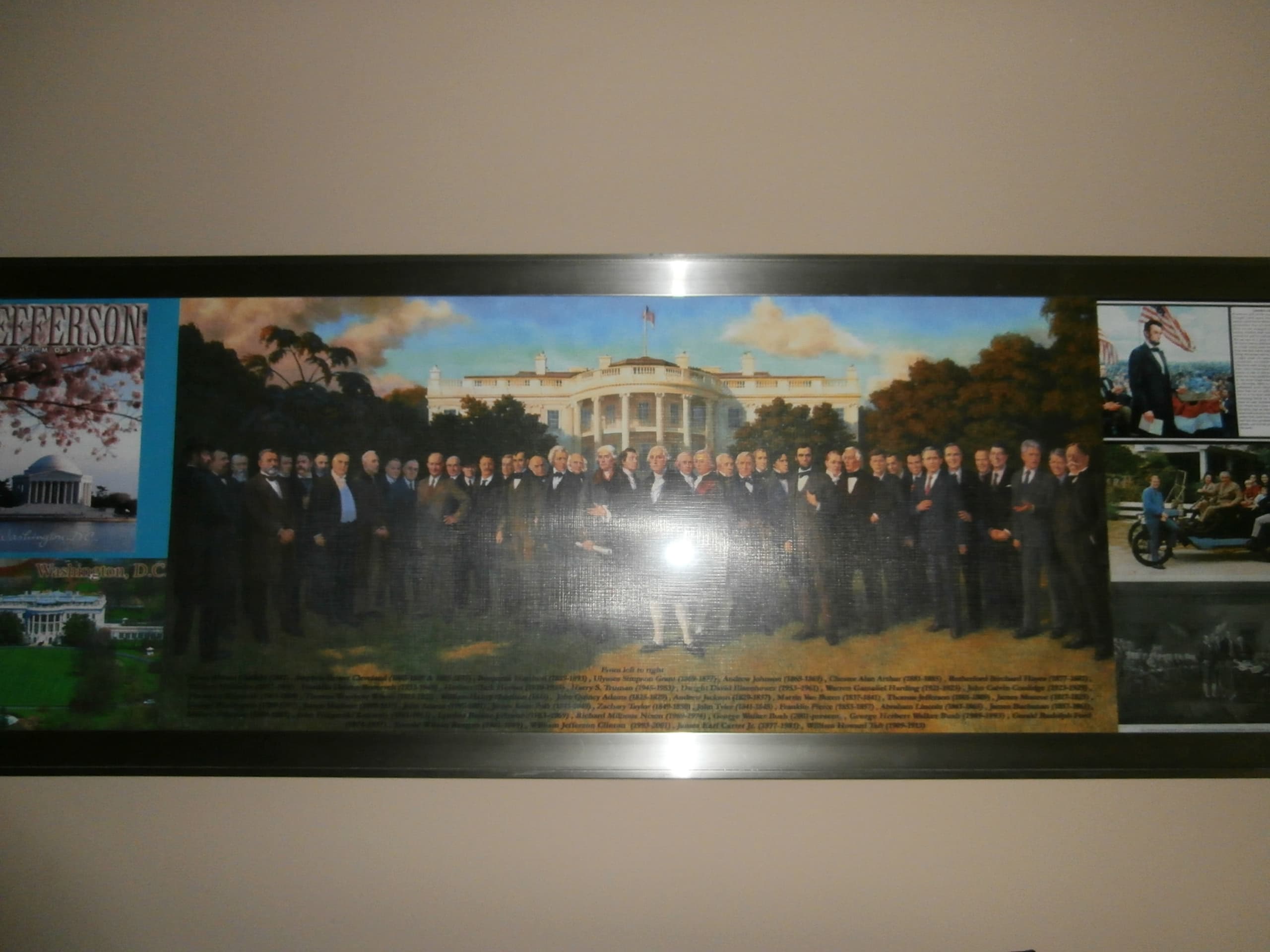 Print of all the Presidents in front of the White House