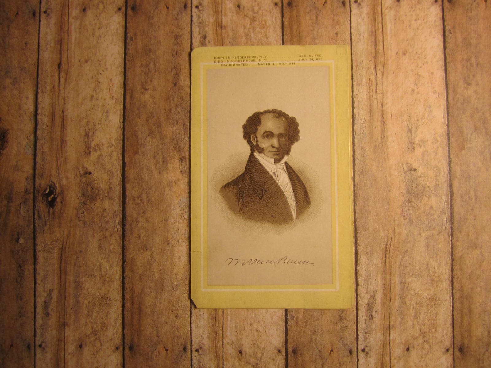 Old Martin Van Buren collector card