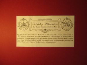 Berkeley Plantation Ticket - William Henry Harrison's Birthplace