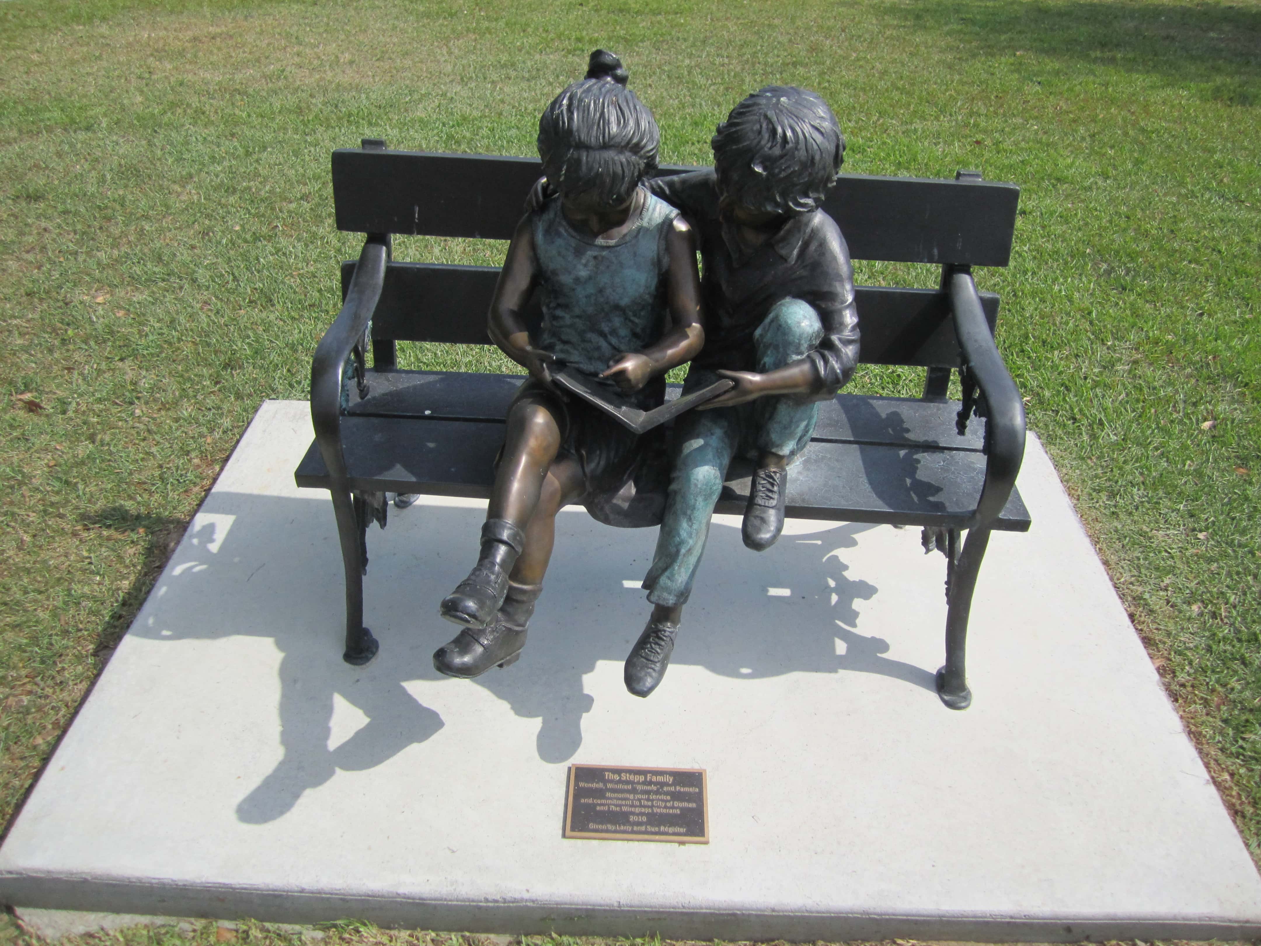 Kids on a Bench statue in Dothan Alabama