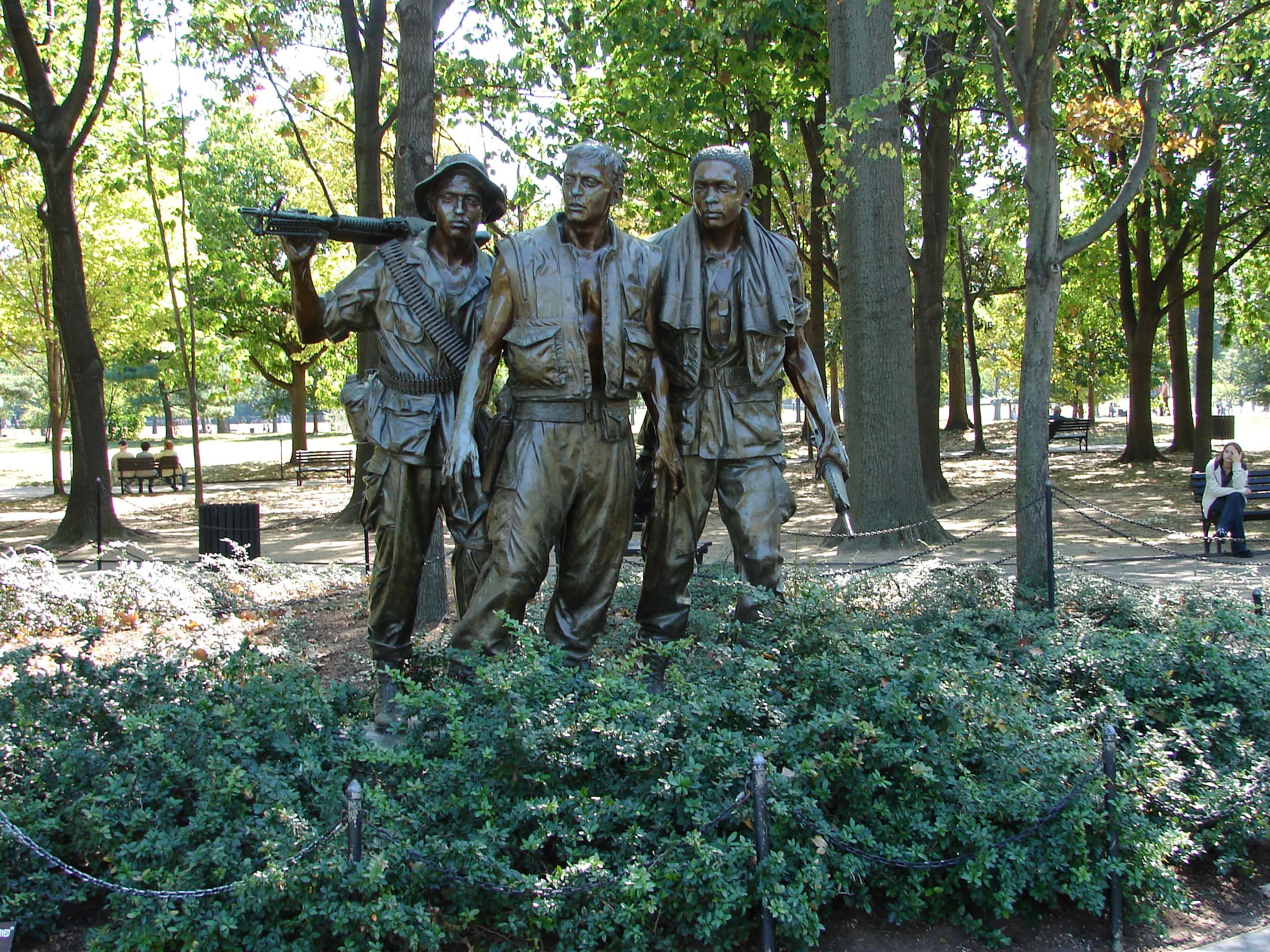 Statue outside the Vietnam War Memorial in Washington DC