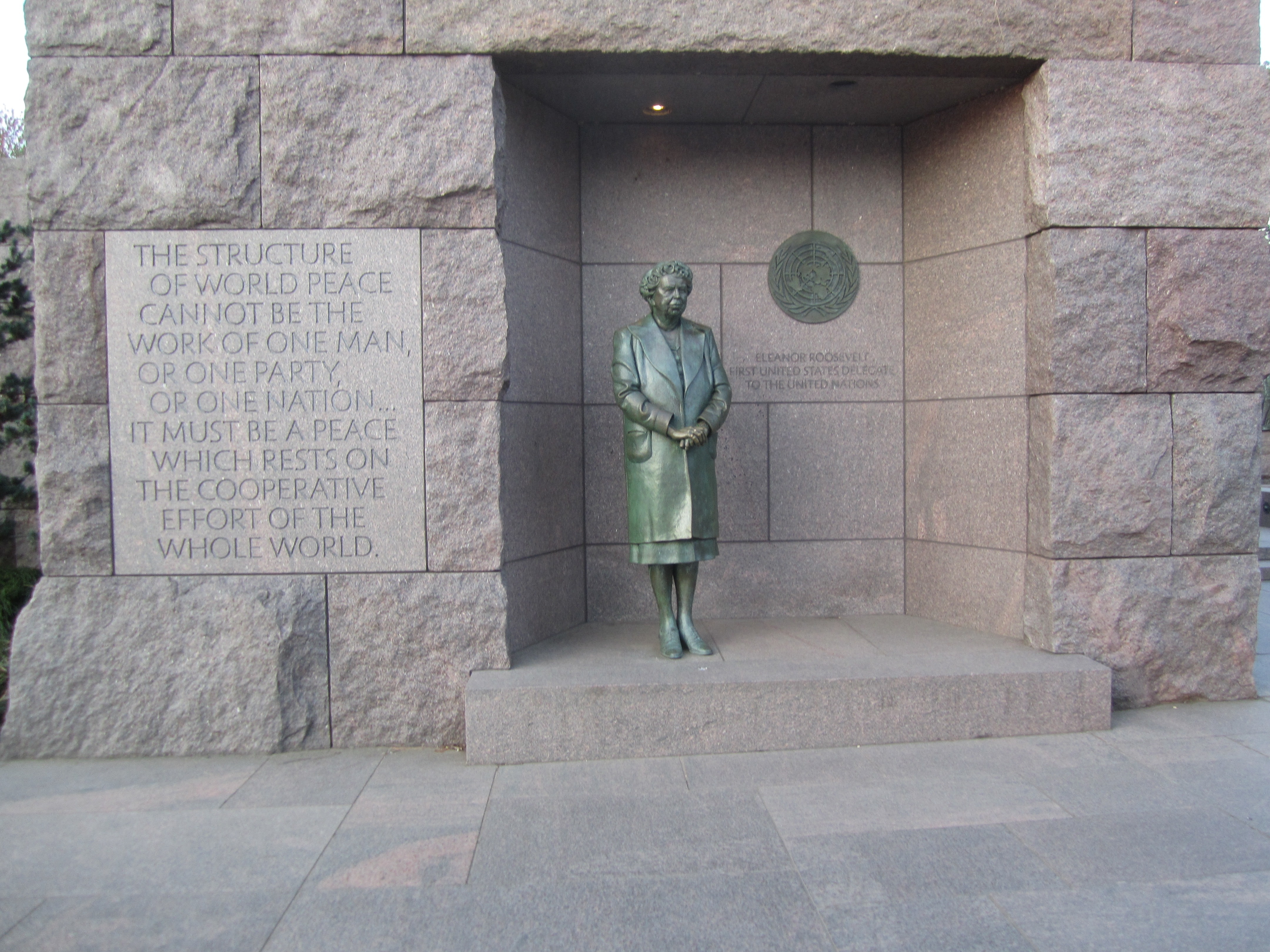Eleanor Roosevelt at the FDR Memorial in Washington DC